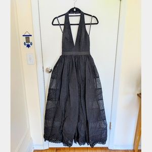 NWT - Bebe embroidered organza halter dress